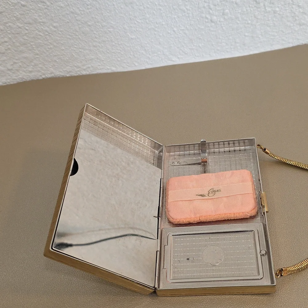 Vintage Evans Marquise Rhinestone Gold Art Deco Minaudiere Cigarette Case Compac - Picture 6 of 15